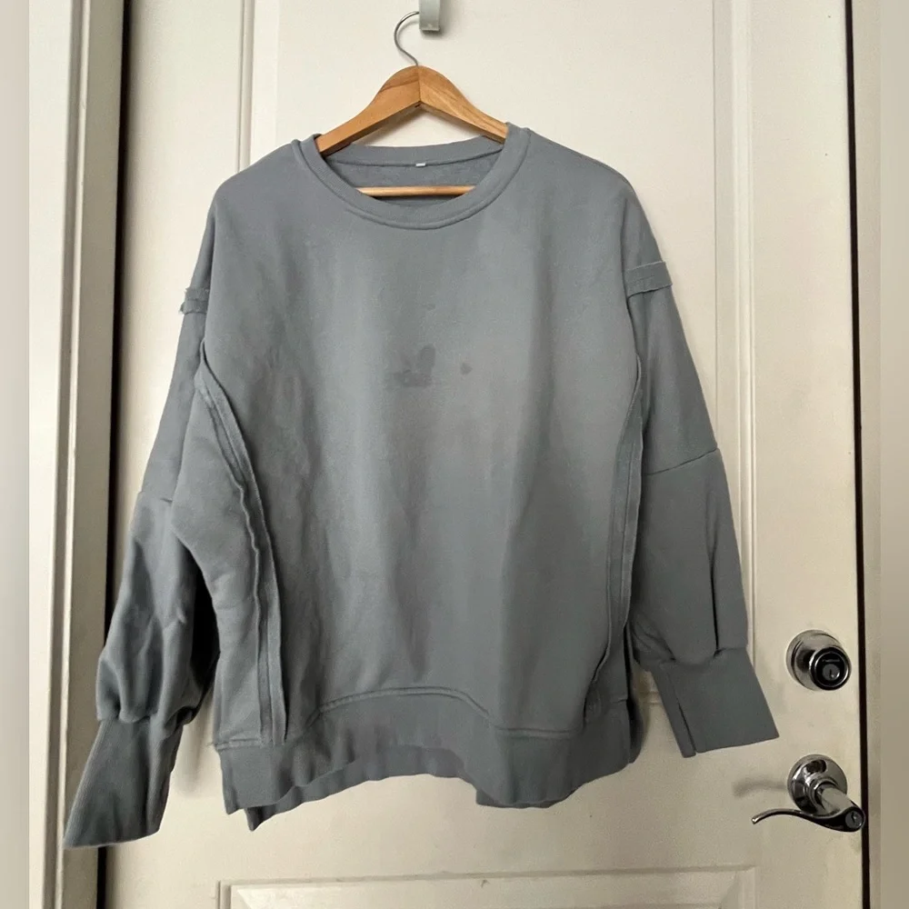 Camden Sweatshirt Beaully Oversized Crew Neck Long Sleeve Side Slit Pullover L - Picture 4 of 4